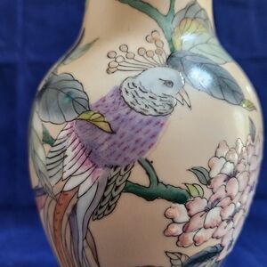 Toyo Peacock Bird Asian Floral Vase